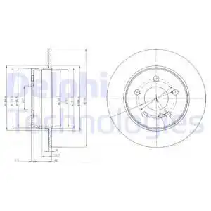 Тормозной диск DELPHI BG4152 полный , задняя ось