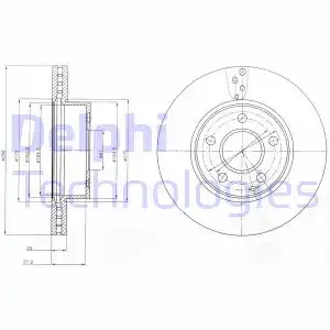 Тормозной диск DELPHI BG4227 вентилируемый , передняя ось