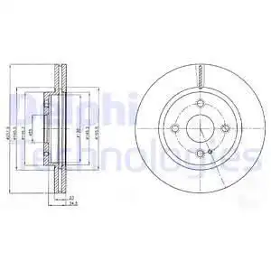 Тормозной диск DELPHI BG4254 вентилируемый , передняя ось