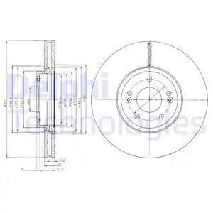 Тормозной диск DELPHI BG9056 вентилируемый , передняя ось