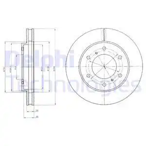 Тормозной диск DELPHI BG4257 вентилируемый , передняя ось