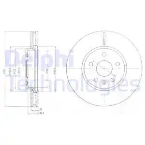 Тормозной диск DELPHI BG4189 вентилируемый , передняя ось