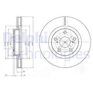 Тормозной диск DELPHI BG4114 вентилируемый , передняя ось