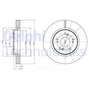 Тормозной диск DELPHI BG4250 вентилируемый , передняя ось