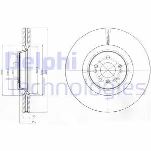 Тормозной диск DELPHI BG9060 вентилируемый , передняя ось