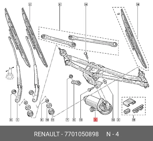 мотор стеклоочистителя 7701050898 RENAULT