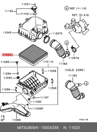 Фильтр воздушный MITSUBISHI 1500A358