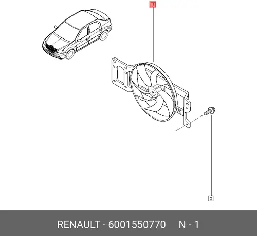 вентилятор охлаждения! без кондиц.\ Renault Logan <08 6001550770