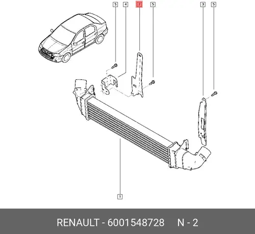 кронштейн радиатора Renault Logan 1.5DCi 06> 6001548728