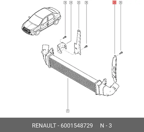 кронштейн радиатора Renault Logan 1.5DCi 07> 6001548729