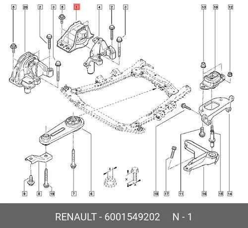 Подушка крепления двигателя RENAULT 6001549202