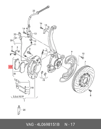 Тормозные колодки дисковые VAG 4L0 698 151 B