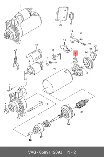щеткодержатель стартера VW 068 911 209 J VAG