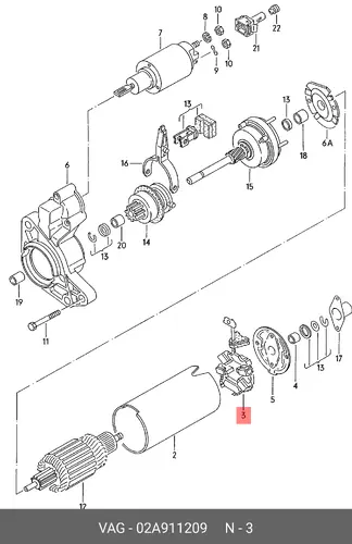 щеткодержатель стартера Opel 02A 911 209 VAG