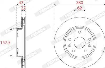 Тормозной диск FERODO DDF2791C вентилируемый , передняя ось