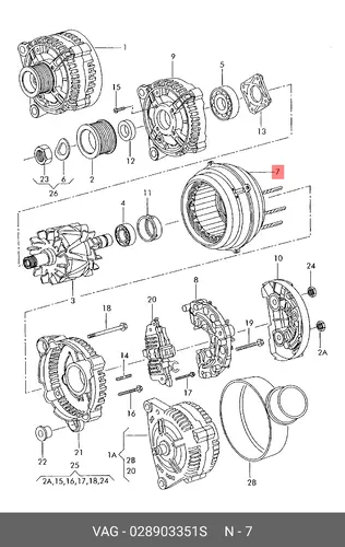 Статор, генератор 028 903 351 S VAG