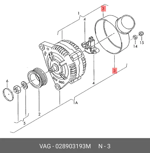 защитная крышка, генератор 028 903 193 M VAG