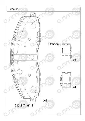 Тормозные колодки дисковые ASIMCO KD6113