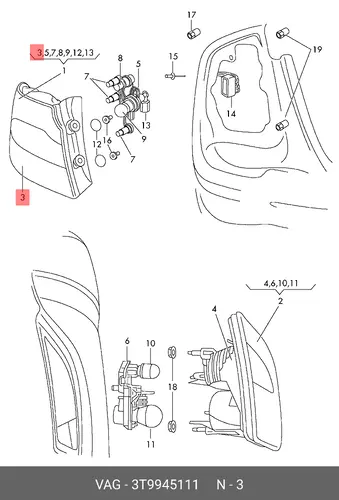 Фонарь габаритный VAG 3T9945111