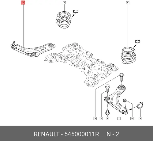 Рычаг подвески RENAULT 545000011R справа