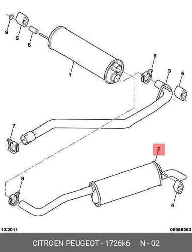 глушитель задняя часть Citr 1726 K6 PSA