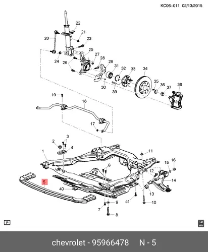 Усилитель бампера GM 95966478