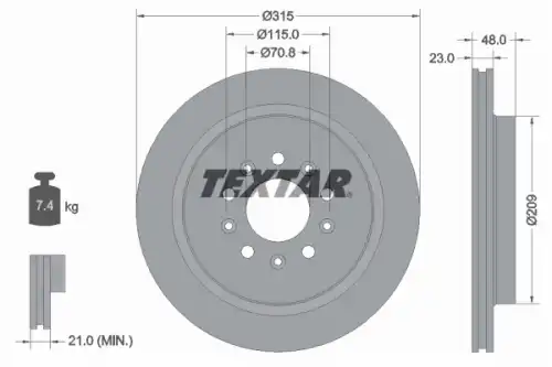 Тормозной диск TEXTAR 92318703