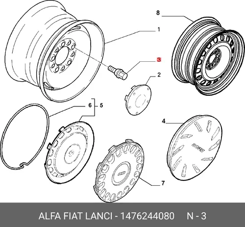 болт крепления колеса Fiat 1476244080