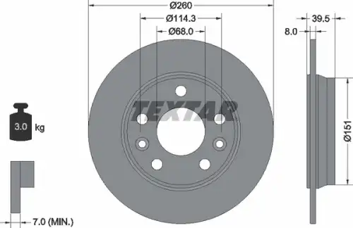 Тормозной диск TEXTAR 92327203