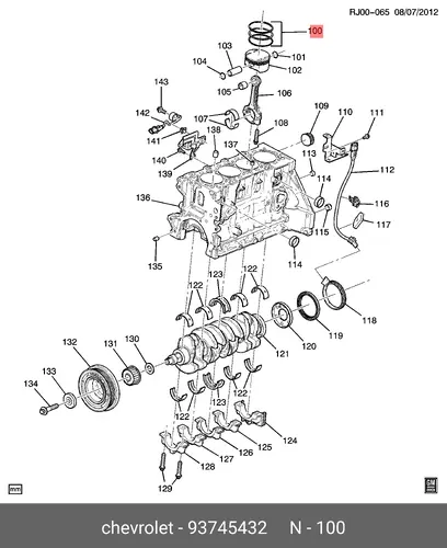 Кольца поршневые GM 93745432