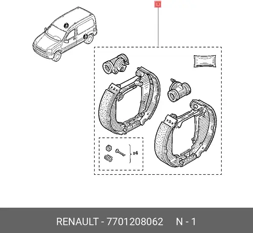 колодки бараб. торм. Niss 77 01 208 062 RENAULT