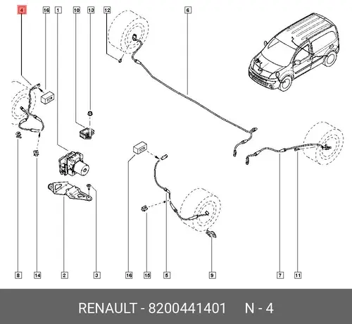 Датчик ABS RENAULT 82 00 441 401