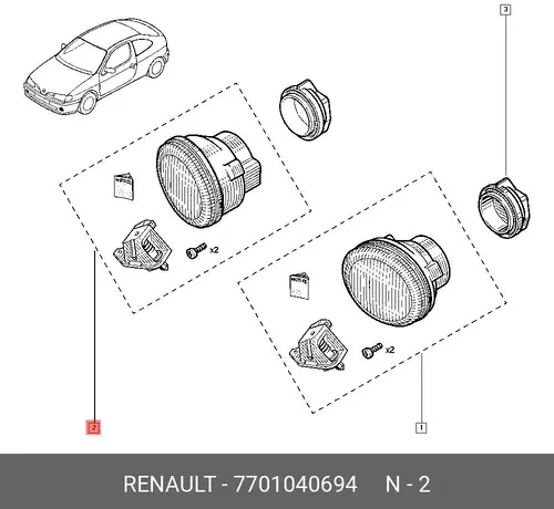 Фара противотуманная RENAULT 77 01 040 694