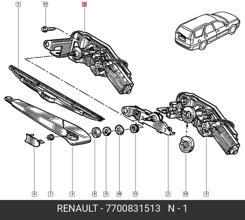 Двигатель стеклоочистителя 77 00 831 513 RENAULT