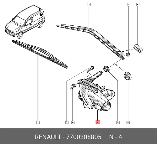 Двигатель стеклоочистителя 77 00 308 805 RENAULT
