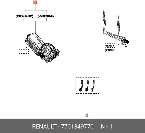 Двигатель стеклоочистителя 77 01 349 770 RENAULT