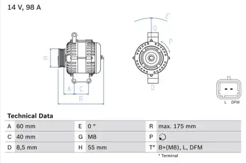 Генератор BOSCH 0 986 041 850