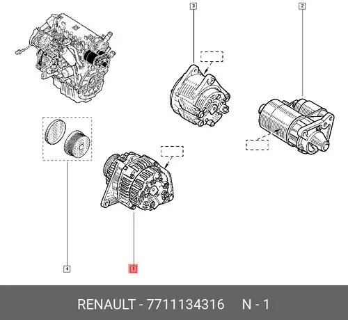 шкив генератора Ren 77 11 134 316 RENAULT