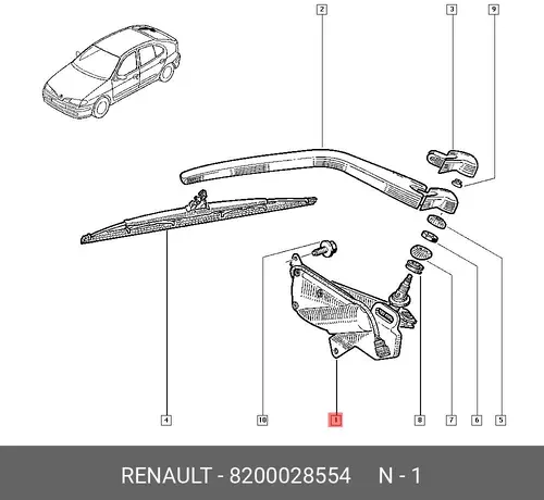 Двигатель стеклоочистителя 82 00 028 554 RENAULT