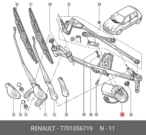 Двигатель стеклоочистителя 77 01 056 719 RENAULT