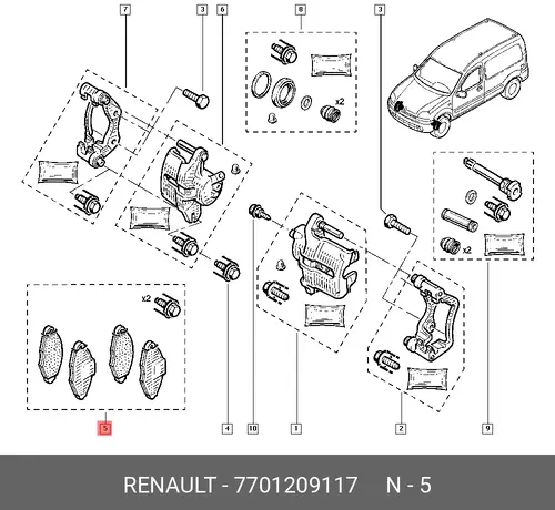 Тормозные колодки дисковые RENAULT 77 01 209 117