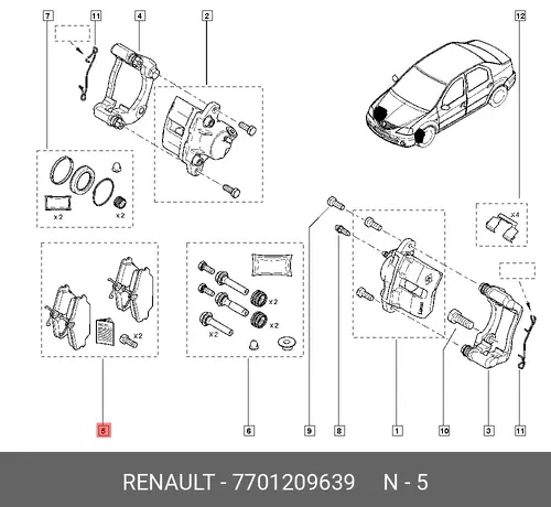 Тормозные колодки дисковые RENAULT 7701209639