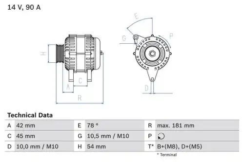 Генератор BOSCH 0 986 042 091