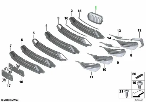 Решетка радиатора BMW 51134A15D01