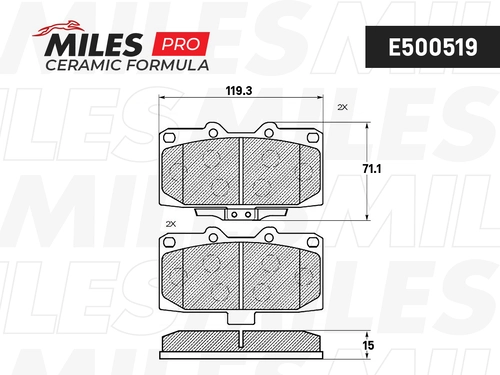 Тормозные колодки дисковые передняя ось MILES E500519