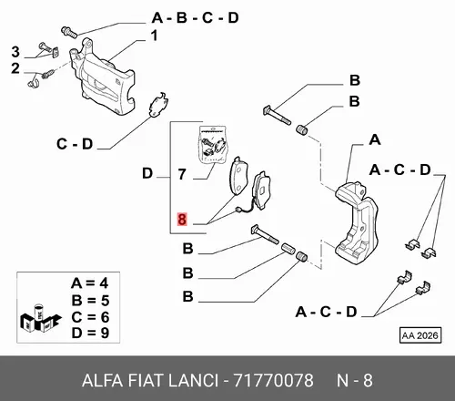 Тормозные колодки дисковые ALFA ROMEO 71770078