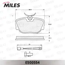 Тормозные колодки дисковые передняя ось MILES E500554