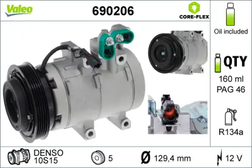Компрессор, кондиционер 690206 VALEO