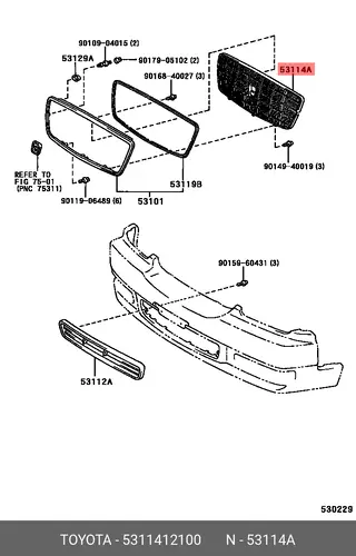 Решетка радиатора TOYOTA / LEXUS 5311412100