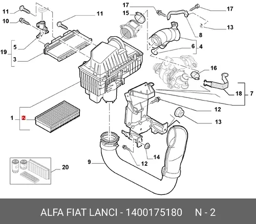 Фильтр воздушный LANCIA 1400175180